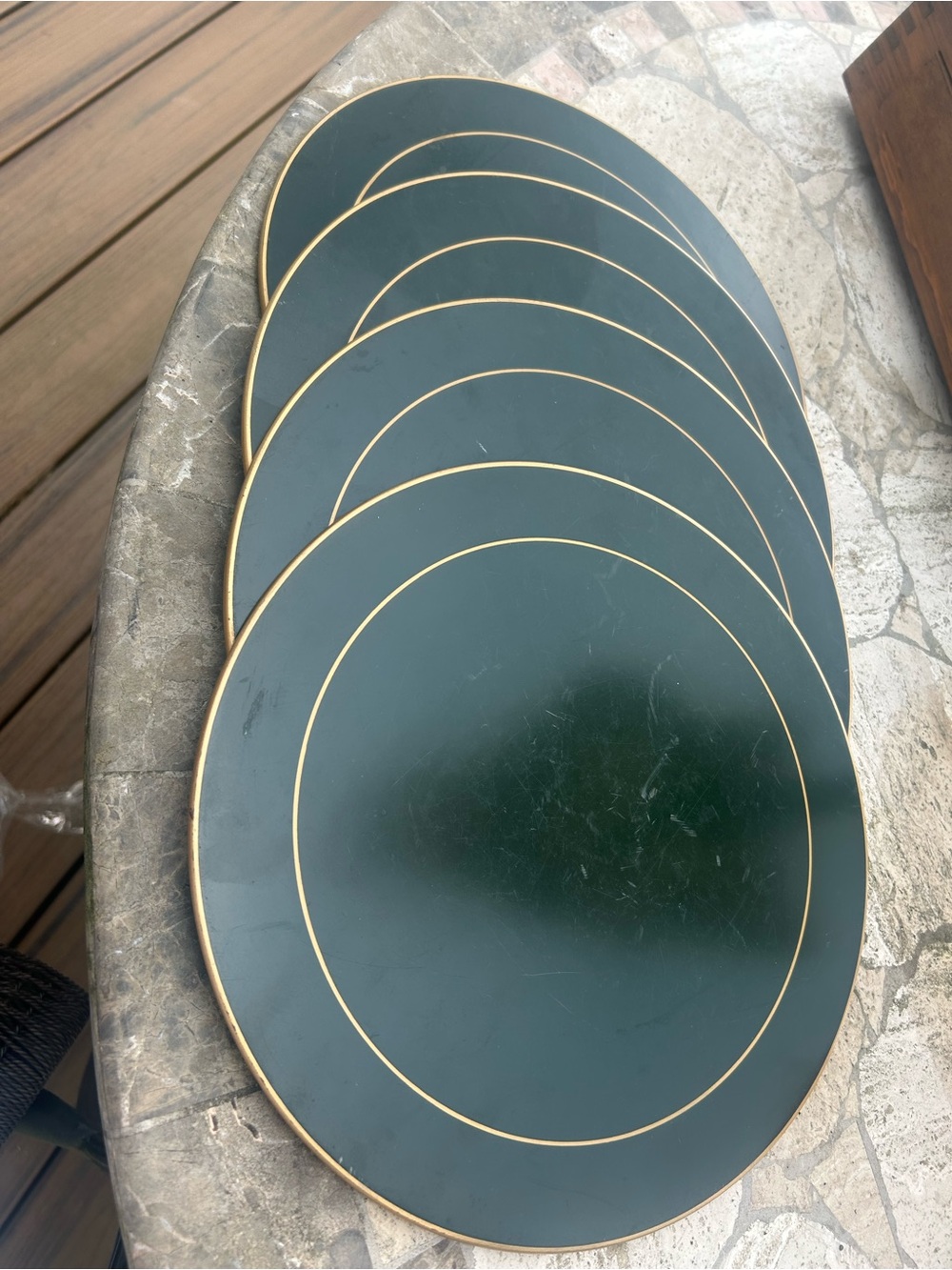 Set of Vintage Green Lady Clare Charger Plates/placemats with Gold Trim